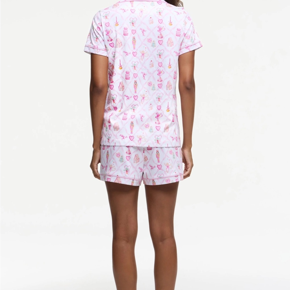 NWT Love Shack Fancy Roller Rabbit Sugarplum Lattice Polo Pajamas Small & XS - Picture 4 of 6